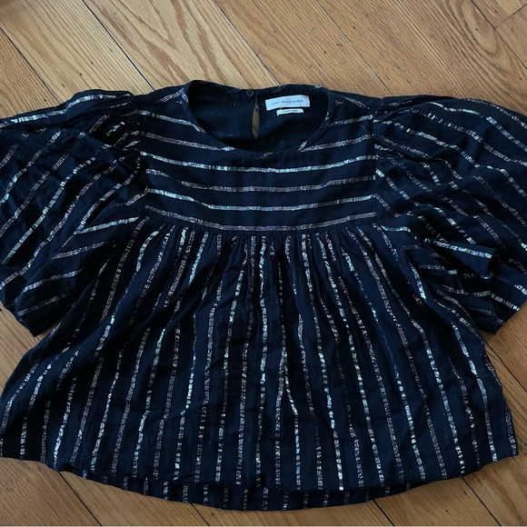 EUC Isabel Marant Sara Flowy Blouse Top Striped Metallic - Picture 3 of 9